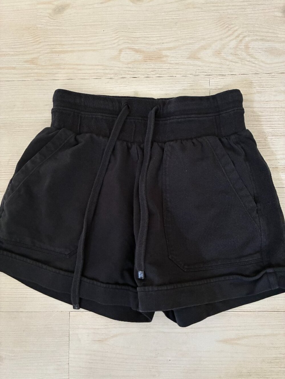 Zella Washed Organic Cotton High Waist Lounge Shorts Black Women's Size XS